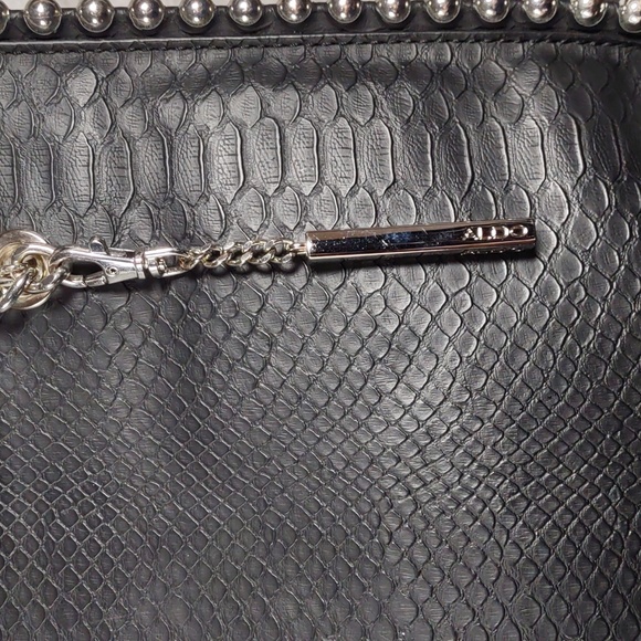 Aldo Snake Embossed Faux Leather Tote/Shoulder Bag w/Silver Ball Edging - Picture 7 of 11